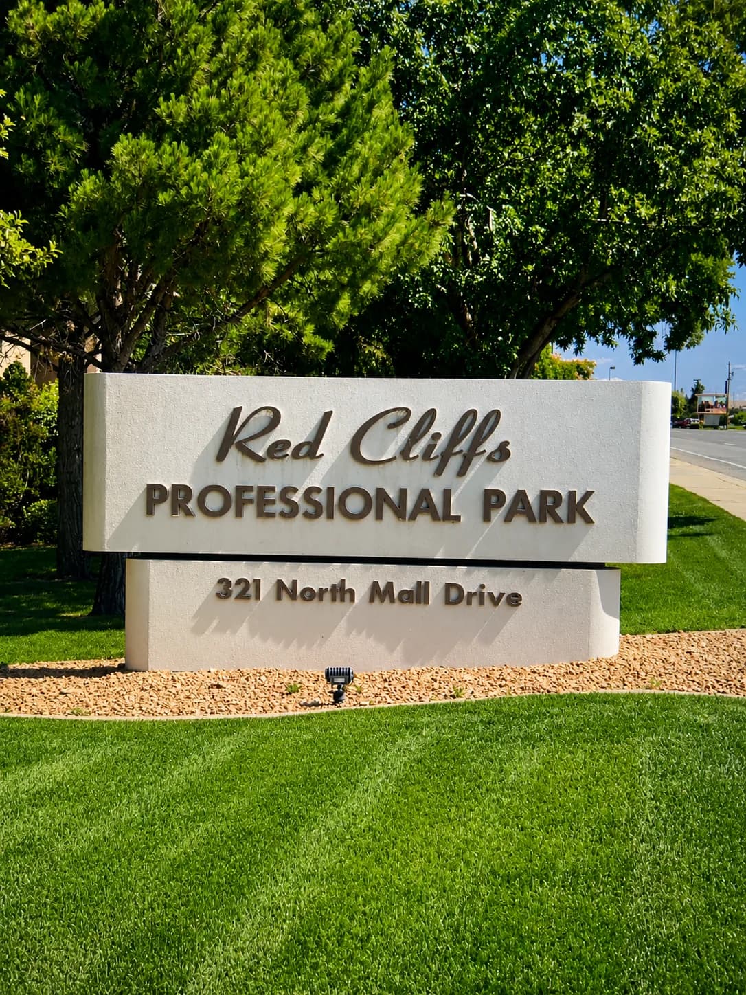 Entrance monument sign for Red Cliffs Professional Park